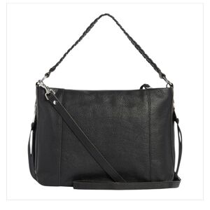 Aimee Kestenberg Black Leather Shoulder Bag with Braided Handle